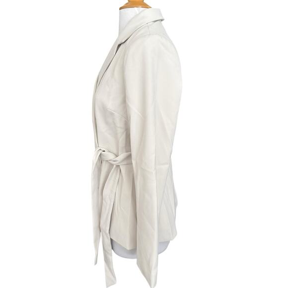 Spanx Opacity Crepe Wrap Blazer Tie Waist Parchment Cream Women’s Size Medium - Picture 6 of 14
